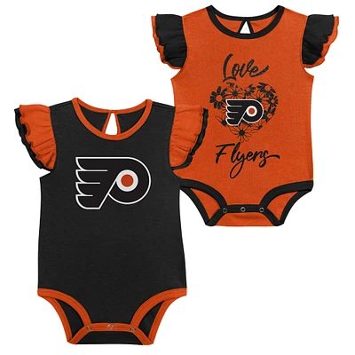 Ensemble de deux bodys d'entraînement orange/noir pour filles des Flyers Philadelphie