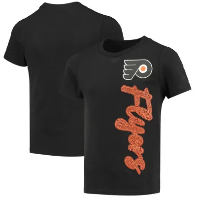 Philadelphia Flyers Girls Youth Chenille Script T-Shirt - Black