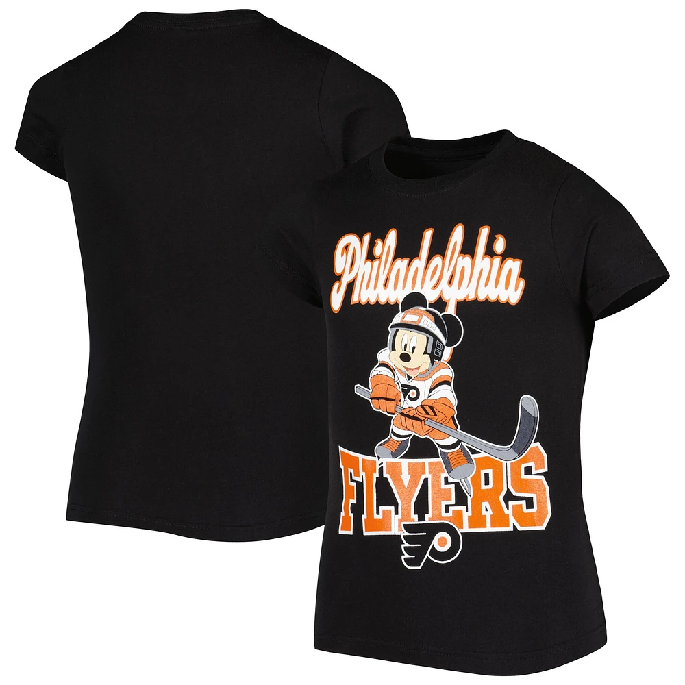 T-shirt Mickey Mouse Go Team des Flyers de Philadelphie noir pour jeune fille