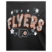 Girl's Youth New Era  Black Philadelphia Flyers Flip Sequin T-Shirt