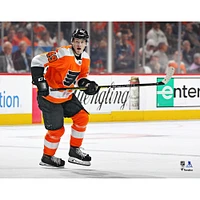 Photographie de patinage non signée du maillot orange des Flyers Philadelphie Joel Farabee