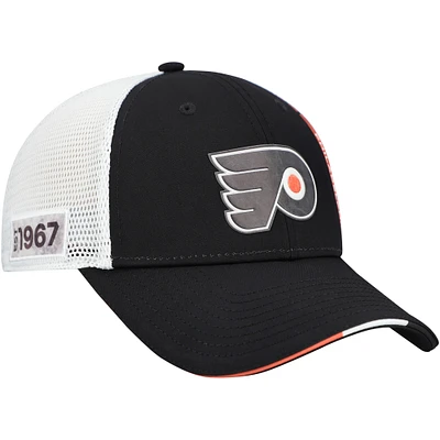 Men's Fanatics  Black Philadelphia Flyers Authentic Pro Draft Adjustable Trucker Hat