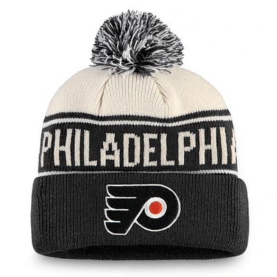 Men's Fanatics  Black Philadelphia Flyers Heritage Cuffed Knit Hat with Pom