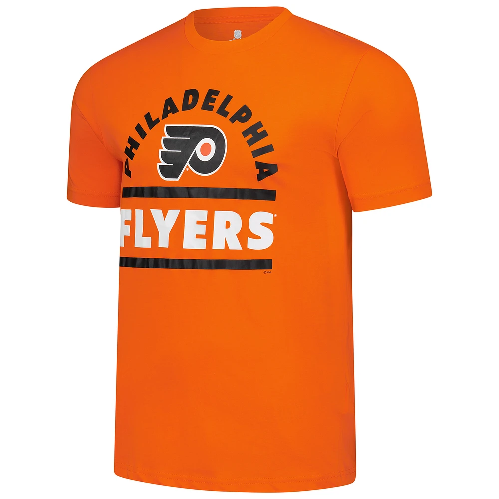 T-shirt orange Fanatics pour homme avec logo des Flyers de Philadelphie