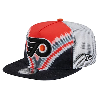 Men's New Era  Black/Orange Philadelphia Flyers Throwback V-Dye Adjustable Golfer Hat