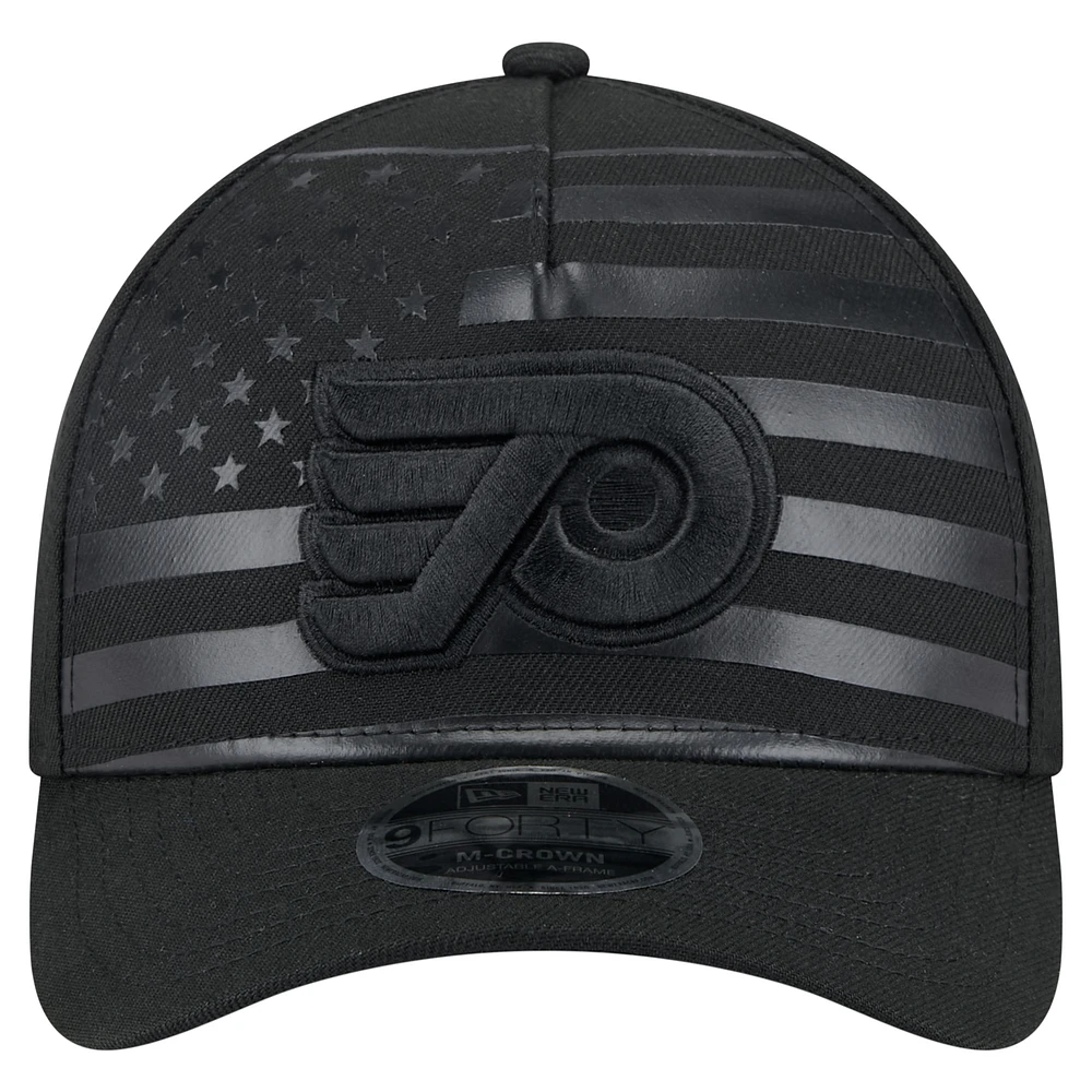 Men's New Era  Black Philadelphia Flyers Game Day Stealth Flag 9FORTY A-Frame Adjustable Hat