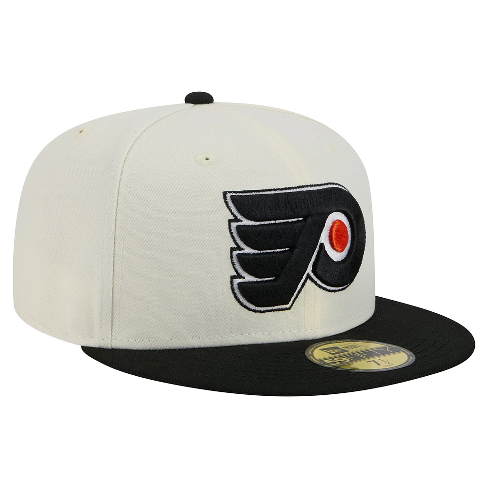 Men's New Era  White Philadelphia Flyers Chrome Two-Toned 59FIFTY Fitted Hat