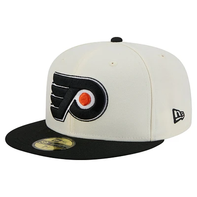 Men's New Era  White Philadelphia Flyers Chrome Two-Toned 59FIFTY Fitted Hat