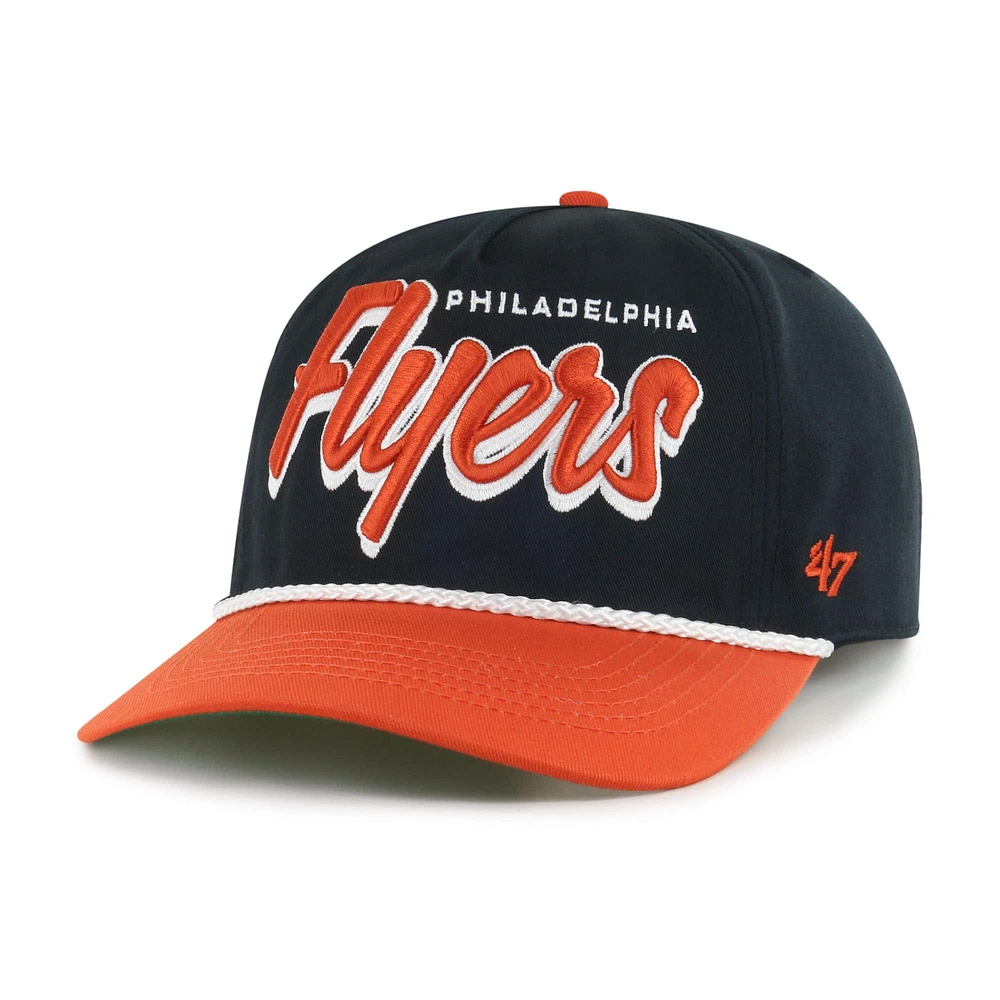 Men's '47 Black/Orange Philadelphia Flyers Dropshadow Rope Hitch Adjustable Hat