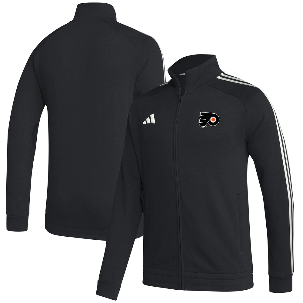 Veste de survêtement entièrement zippée adidas Philadelphia Flyers Raglan pour homme noire