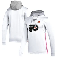 Sweat à capuche adidas pour hommes des Flyers de Philadelphie Refresh Skate Lace AEROREADY blanc