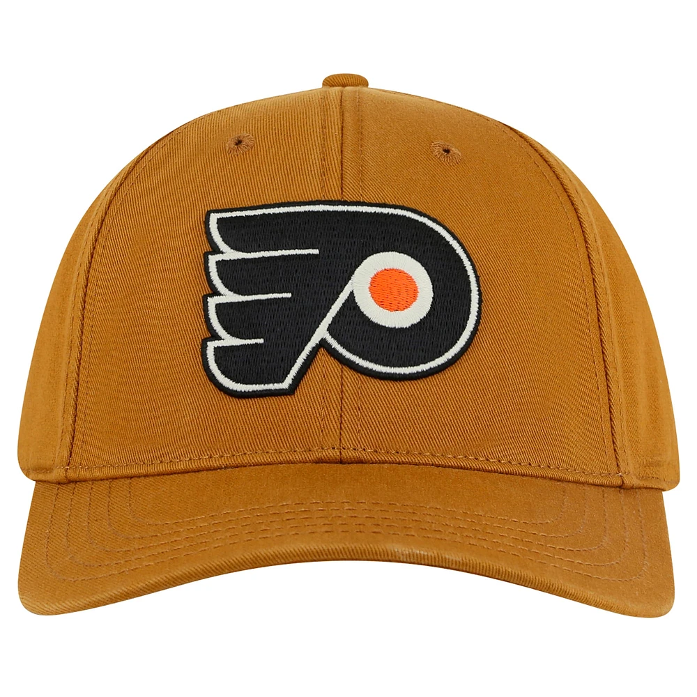 Casquette ajustable en sergé délavé Hepcat des Flyers de Philadelphie pour hommes, couleur tan American Needle