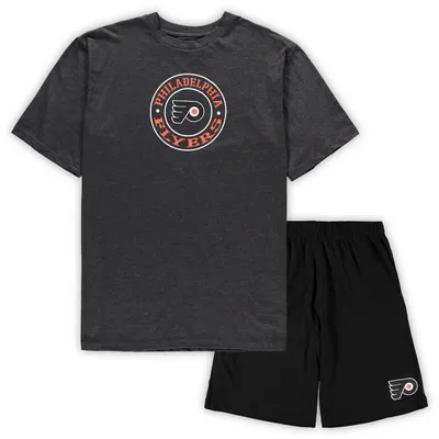 Philadelphia Flyers Concepts Sport Big & Tall T-Shirt Shorts Sleep Set - Black/Heathered Charcoal