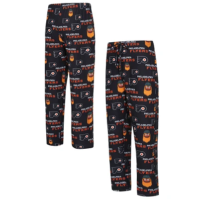 Pantalon en tricot à imprimé intégral Philadelphia Flyers noir Concepts Sport pour hommes