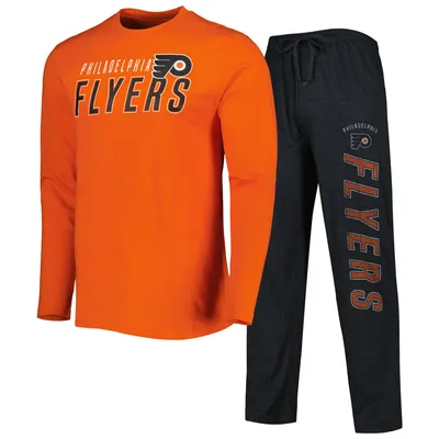 Philadelphia Flyers Concepts Sport Meter Long Sleeve T-Shirt & Pants Sleep Set - Heather Black/Orange