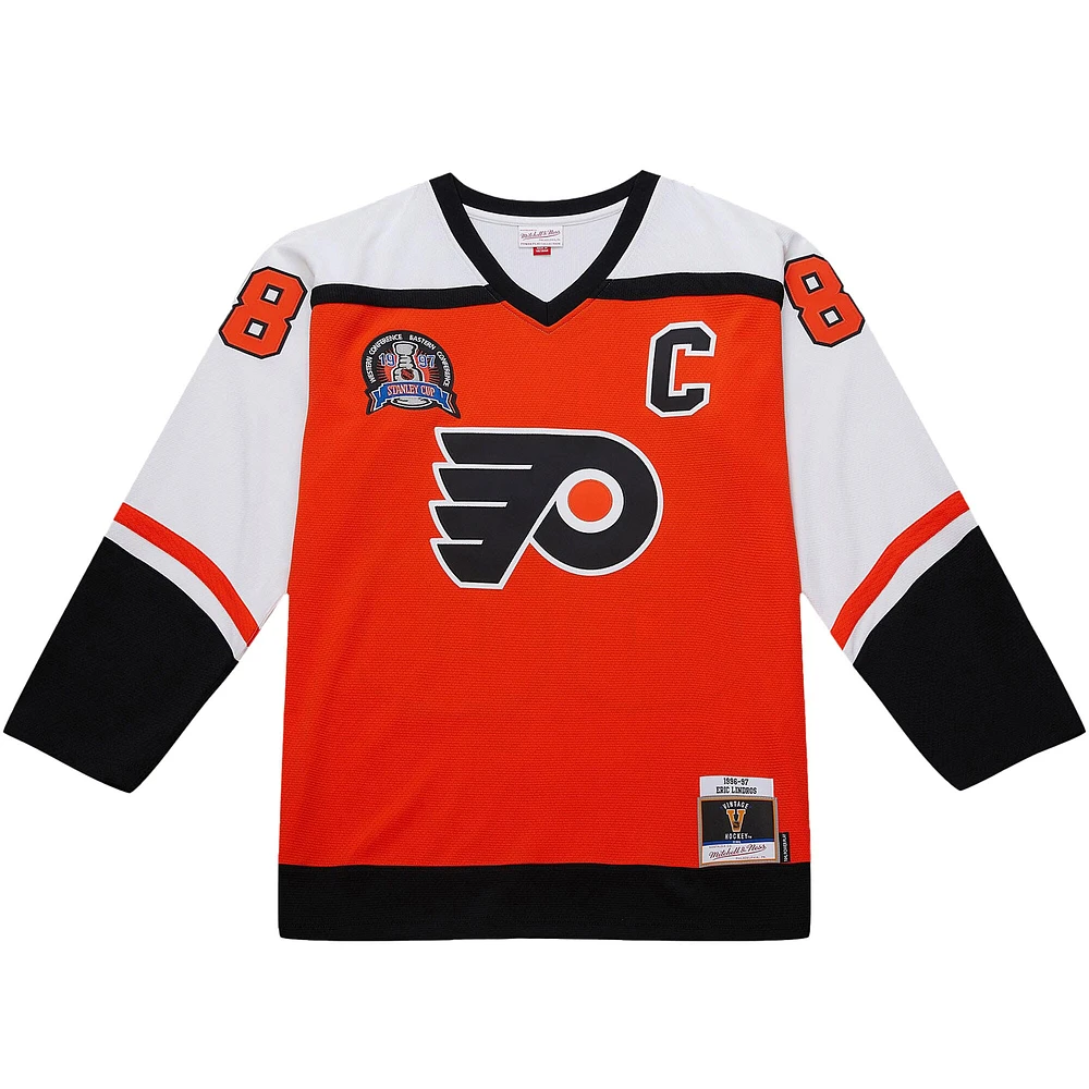 Maillot de jeu puissance orange Eric Lindros pour homme des Flyers Philadelphie 1996-97