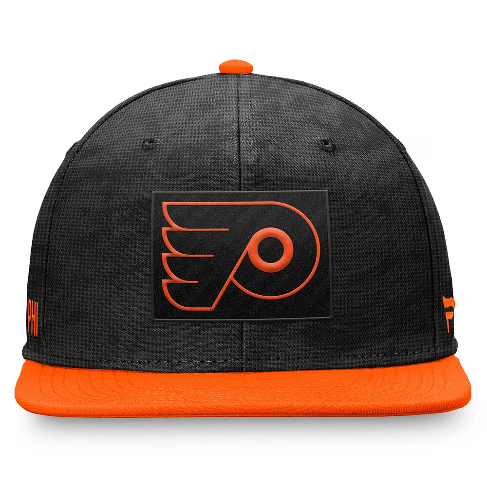 Men's Fanatics  Black/Orange Philadelphia Flyers Authentic Pro Rink Snapback Hat