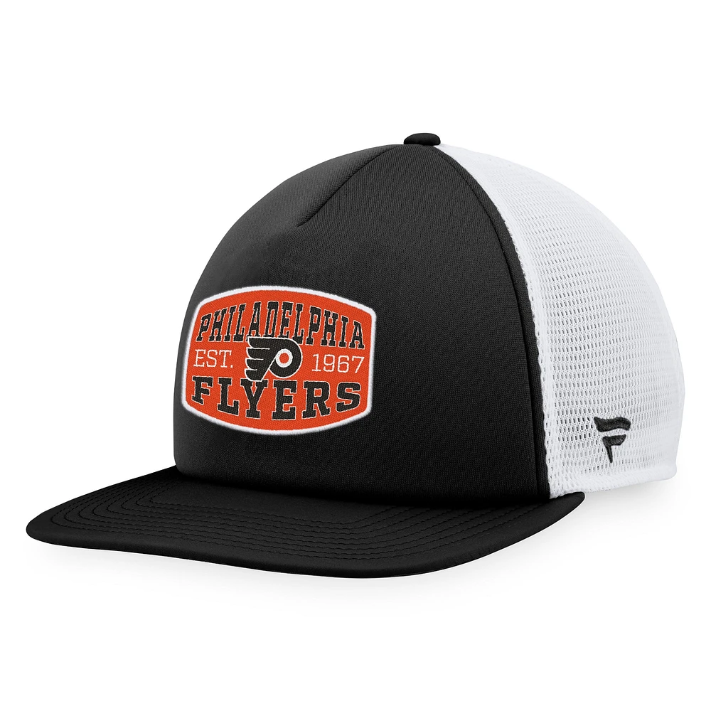 Men's Fanatics Black/White Philadelphia Flyers Foam Front Patch Trucker Snapback Hat