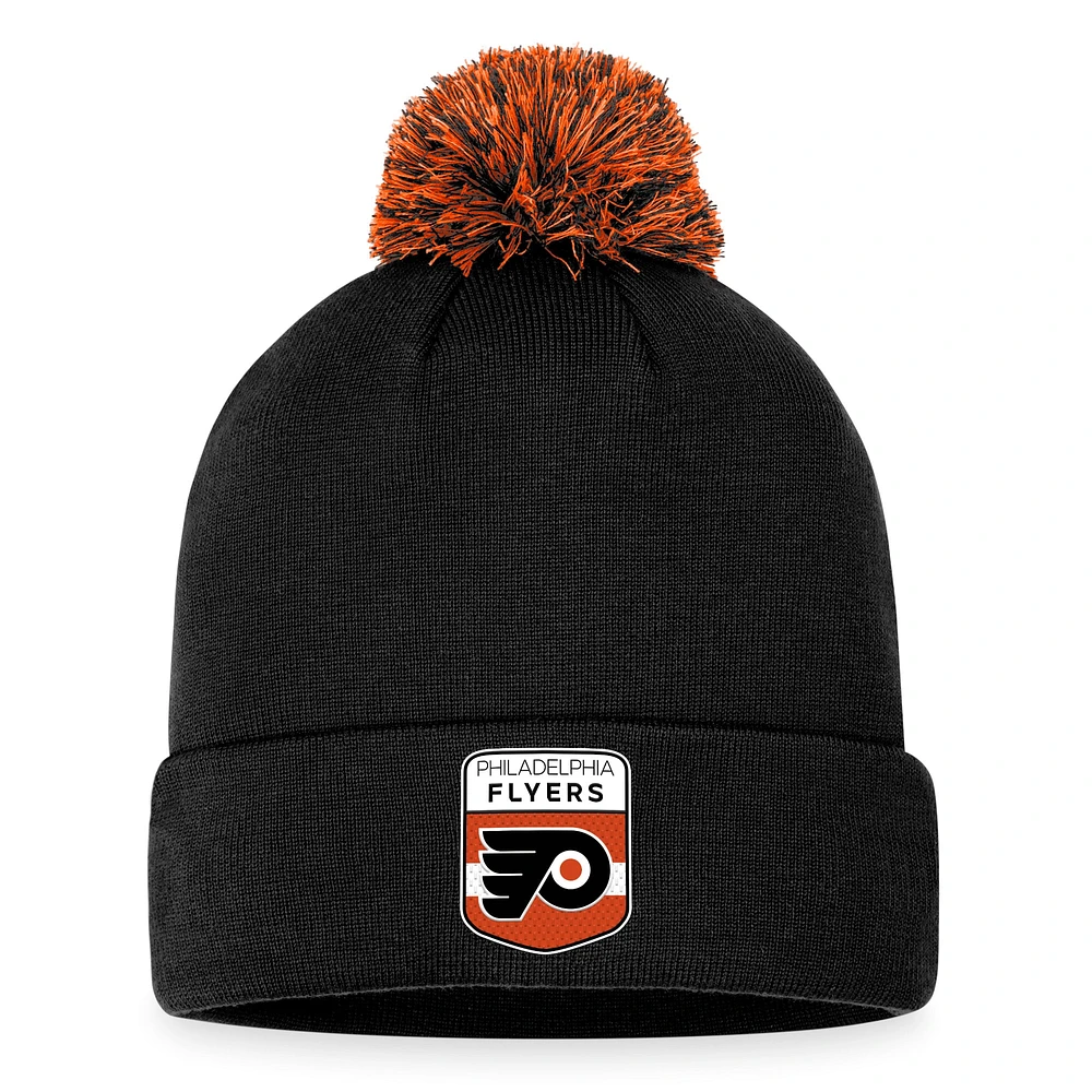 Bonnet en tricot à revers NHL Draft 2023 Fanatics noir des Flyers de Philadelphie pour hommes avec pompon