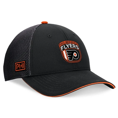 Casquette réglable noire pour hommes Fanatics des Flyers de Philadelphie 2024 NHL Draft On Stage Trucker