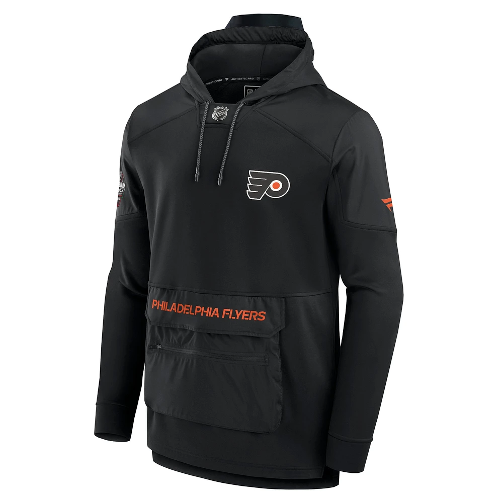 Men's Fanatics Black Philadelphia Flyers 2024 NHL Stadium Series Authentic Pro Fleece Pullover Hoodie