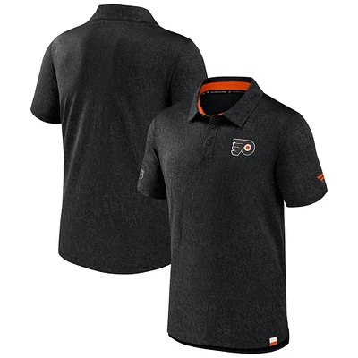 Polo en jacquard Authentic Pro noir des Flyers de Philadelphie Fanatics pour hommes