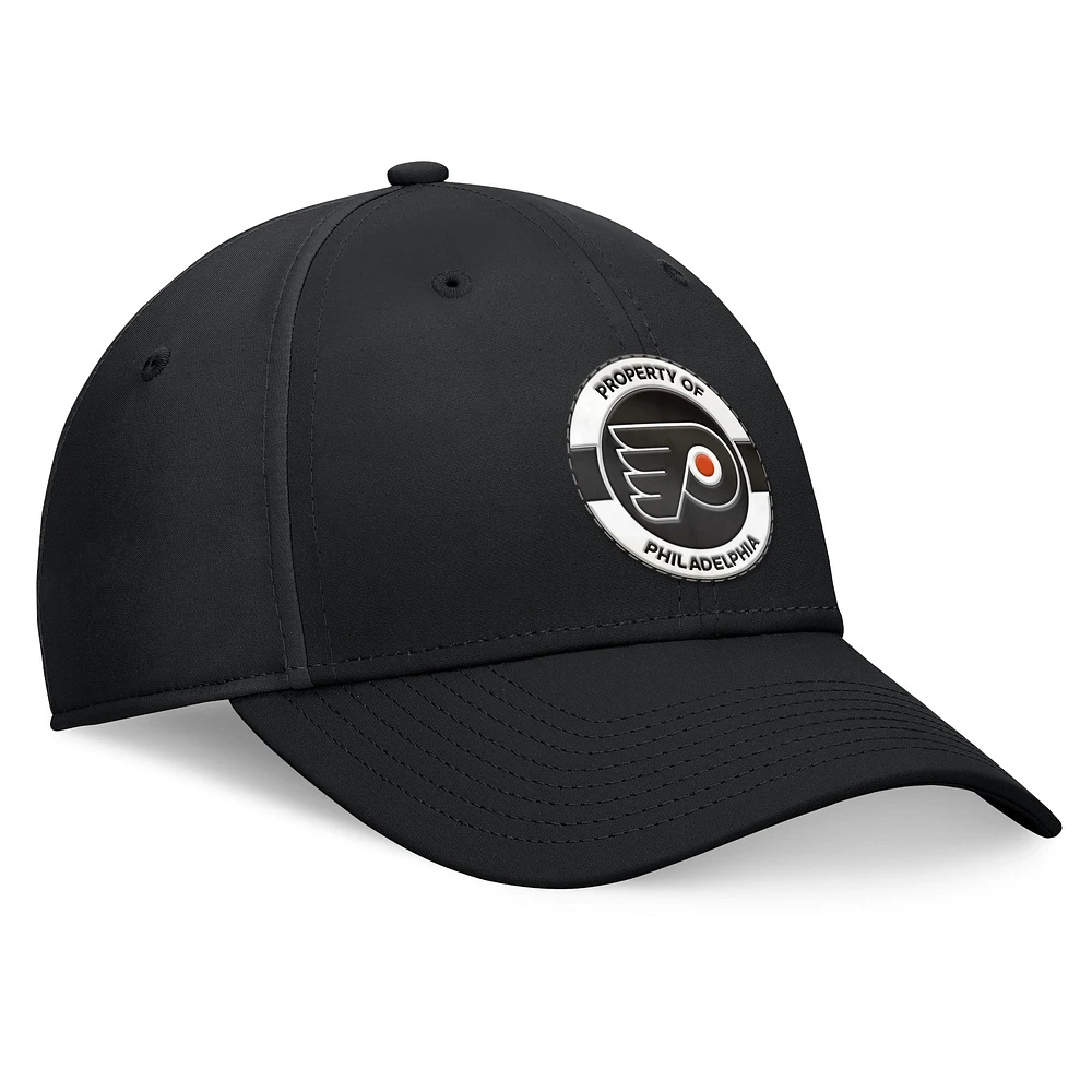 Casquette flexible noire authentique pour le camp d'entraînement professionnel des Flyers de Philadelphie Fanatics hommes