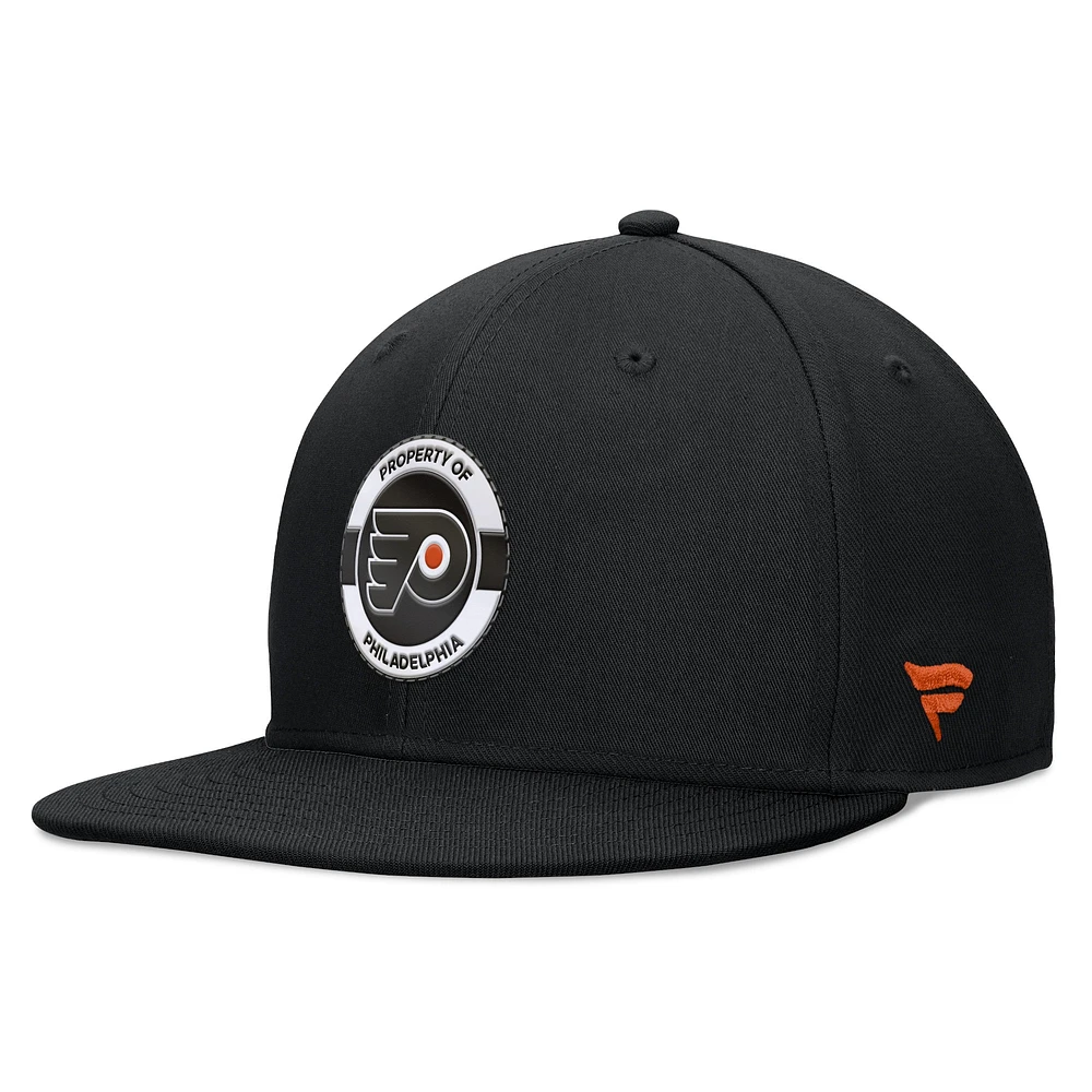 Casquette Snapback Authentic Pro Training Camp Fanatics noire des Flyers de Philadelphie pour hommes