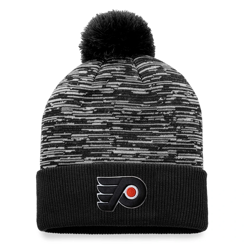 Bonnet en tricot à revers Defender Fanatics noir des Flyers de Philadelphie pour hommes avec pompon