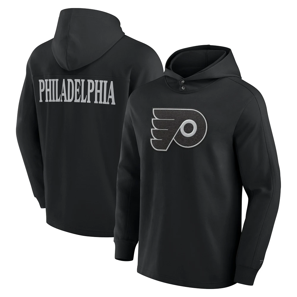 T-shirt à capuche manches longues noir Philadelphia Flyers Elements Blaze Tri-Blend Fanatics pour hommes