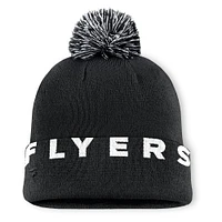 Men's Fanatics  Black Philadelphia Flyers Fundamental High Stick Cuffed Knit Hat with Pom