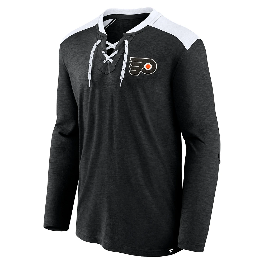 Men's Fanatics Black Philadelphia Flyers Special Edition 2.0 Long Sleeve Lace-Up T-Shirt