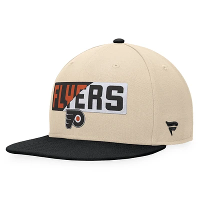 Casquette Snapback Goalaso des Flyers de Philadelphie Fanatics crème/noir pour hommes