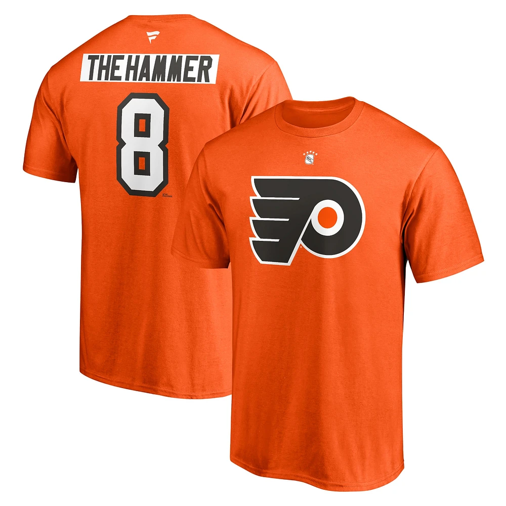 Men's Fanatics Dave Schultz Orange Philadelphia Flyers Authentic Stack Retired Player Nickname & Number T-Shirt