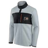 Men's Fanatics Gray/Black Philadelphia Flyers Hockey Polar Fleece Quarter-Snap Jacket