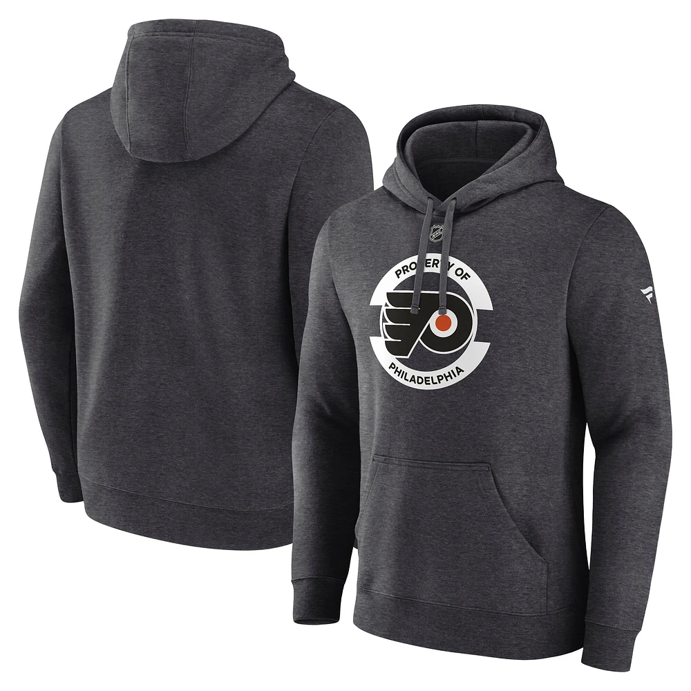 Men's Fanatics  Heather Charcoal Philadelphia Flyers Authentic Pro Core Secondary Fleece Pullover Hoodie