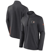 Men's Fanatics Heather Charcoal Philadelphia Flyers Authentic Pro Rink Quarter-Zip Jacket