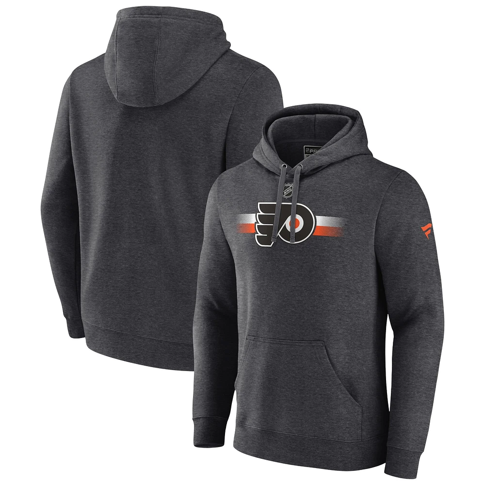 Chandail à capuchon authentique Pro Secondaire des Flyers de Philadelphie Fanatics Heather Charcoal pour hommes