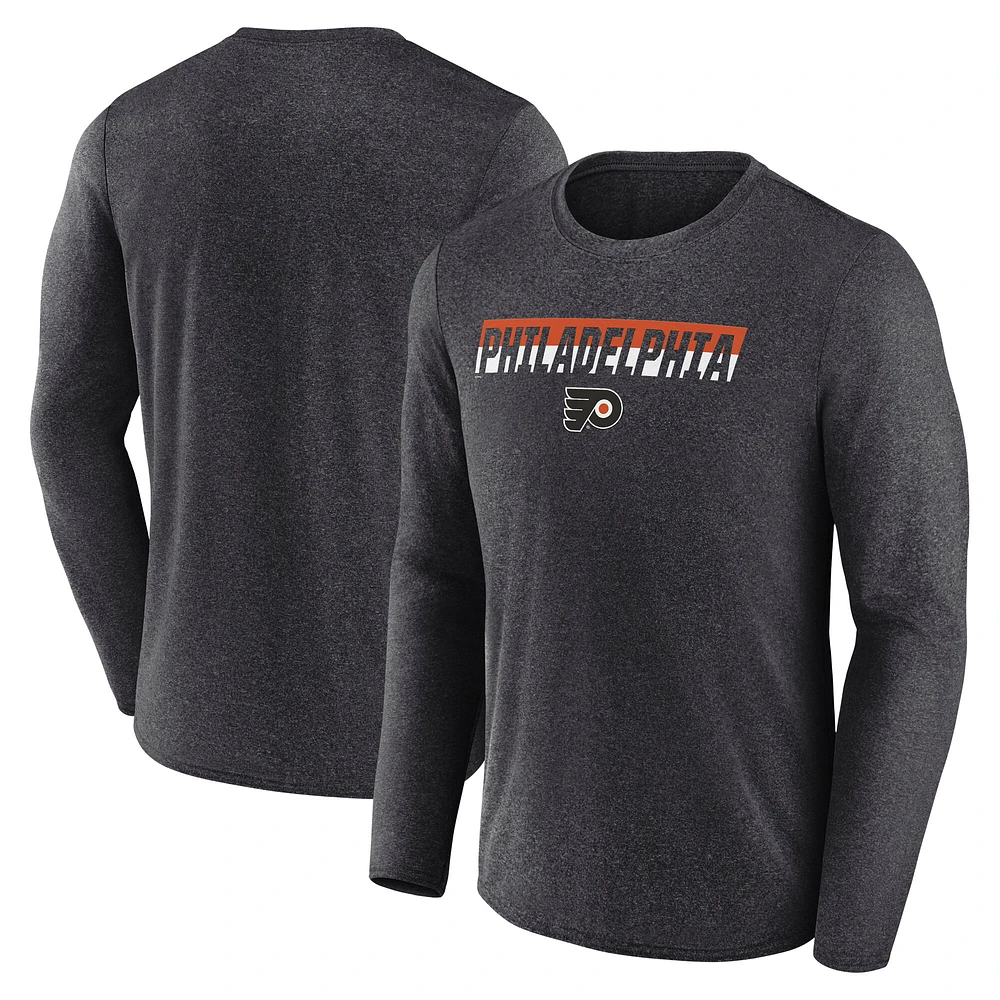 T-shirt à manches longues de transition Fanatics Heather Charcoal pour hommes des Flyers Philadelphie