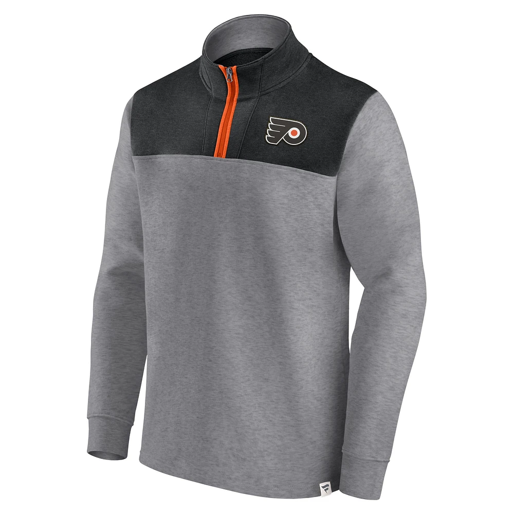 Men's Fanatics Heather Gray Philadelphia Flyers Launch It Quarter-Zip Jacket