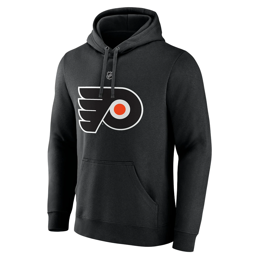Men's Fanatics Matvei Michkov Black Philadelphia Flyers Authentic Stack Name & Number Tri-Blend Pullover Hoodie