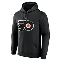 Men's Fanatics Matvei Michkov Black Philadelphia Flyers Authentic Stack Name & Number Tri-Blend Pullover Hoodie
