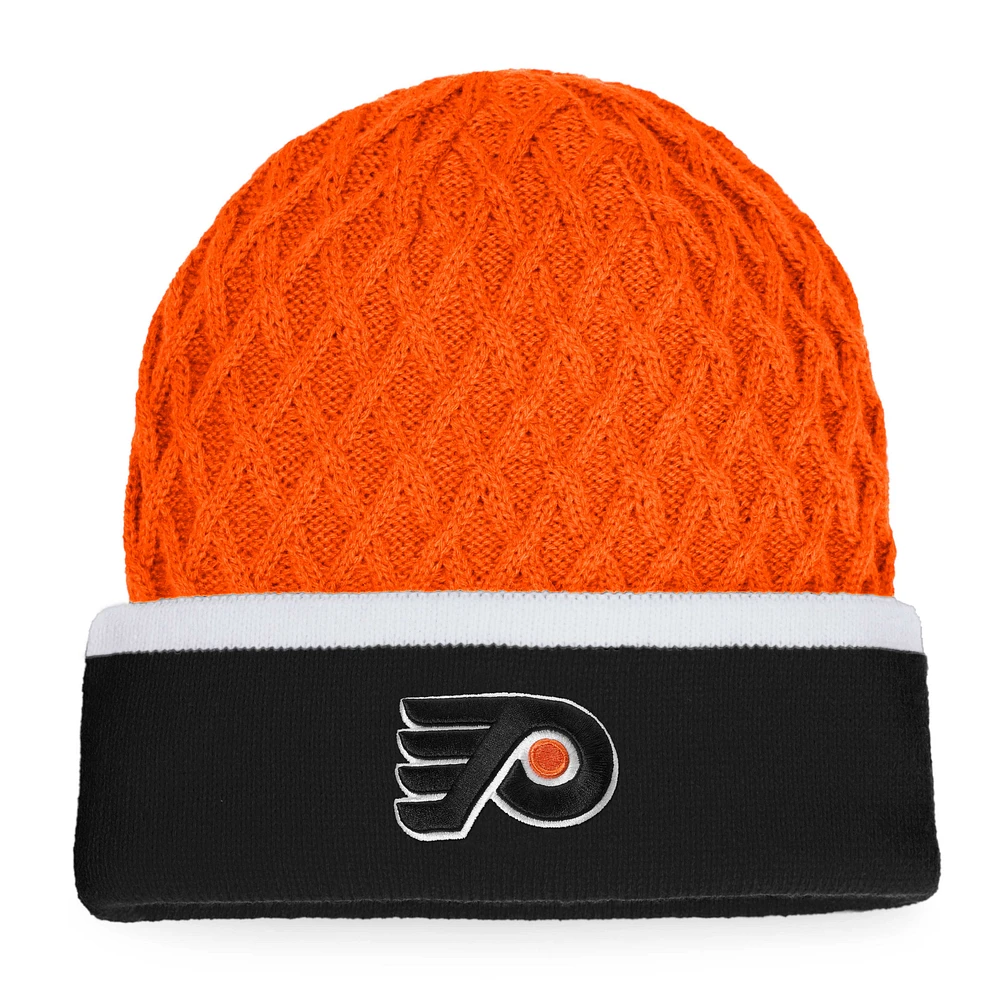 Men's Fanatics  Orange/Black Philadelphia Flyers Iconic Striped Cuffed Knit Hat