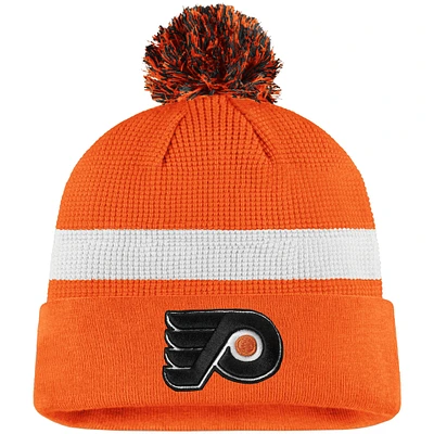 Men's Fanatics Orange/White Philadelphia Flyers 2020 NHL Draft Authentic Pro Cuffed Pom Knit Hat