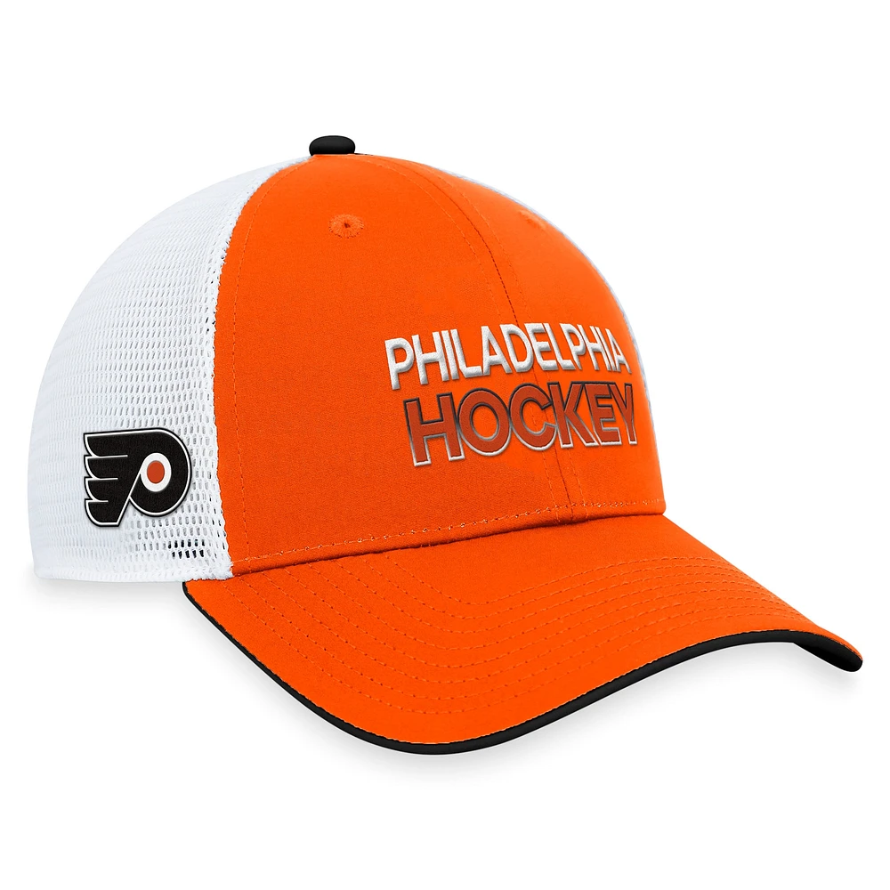 Casquette réglable Orange Philadelphia Flyers Authentic Pro Rink Trucker Fanatics pour hommes