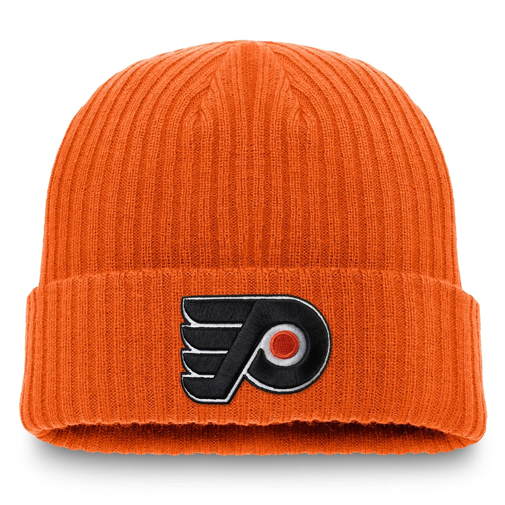 Bonnet en tricot à revers Fanatics Orange Philadelphia Flyers pour hommes