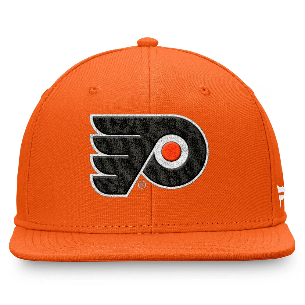 Casquette ajustée avec logo principal des Flyers de Philadelphie orange Fanatics pour hommes