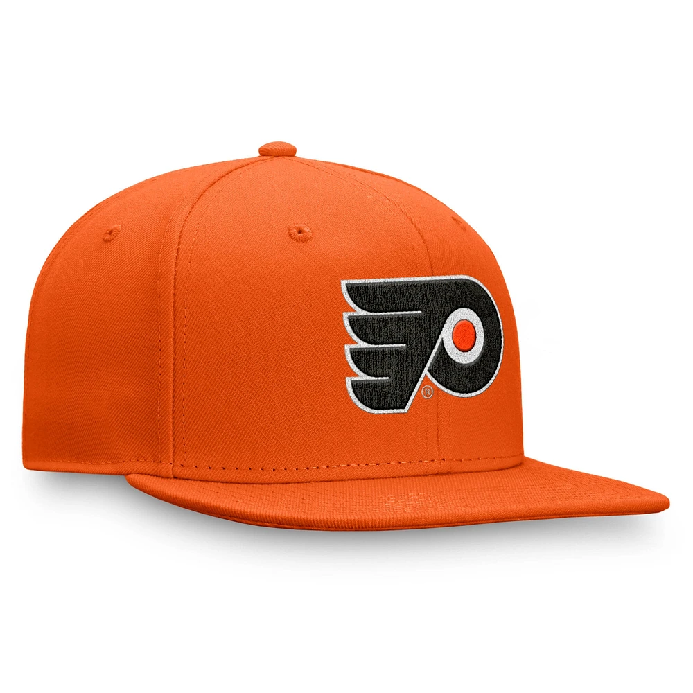 Casquette ajustée avec logo principal des Flyers de Philadelphie orange Fanatics pour hommes