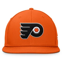 Casquette Snapback avec logo principal Core des Flyers de Philadelphie orange Fanatics pour hommes