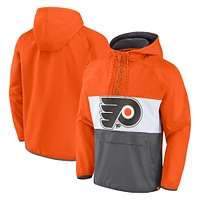 Veste à capuche orange demi-zip Fanatics pour hommes des Flyers de Philadelphie Flagrant Foul Anorak Raglan